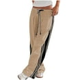 thumbnail image 1 of Maplenight Women's Straight Leg Sweatpants Casual Elastic Waist Sweat Pants with Drawstring Side Striped Color Block Lounge Pants with Pocket, 1 of 4