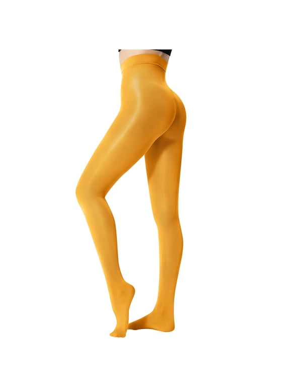 Women's Super Shiny Sheer Control Top Footed Tights Silk Stockings Shimmery High Waist Pantyhose