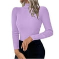 thumbnail image 1 of Maplenight Women's Turtleneck Sweater Long Sleeve Ribbed Knit Pullover Sweaters Slim Fitted Basic Casual Crop Tops, 1 of 7