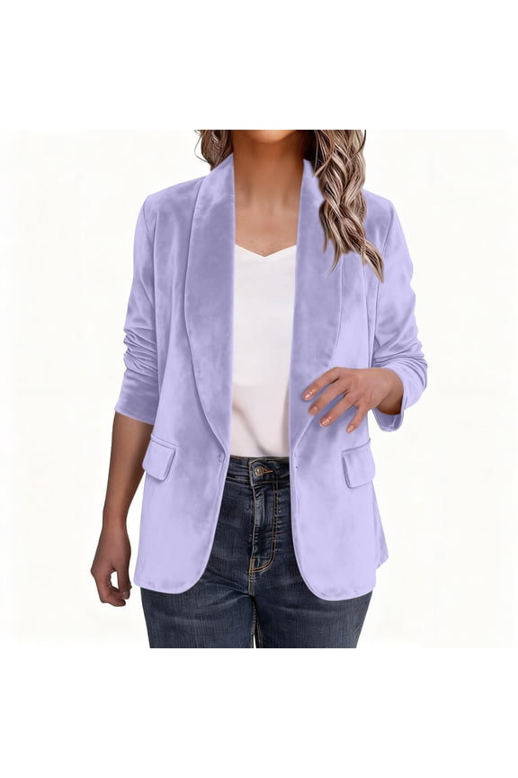 Women's Velvet Blazer Long Sleeve Shawl Collar Blazer Suits Office Work Blazer Jacket Open Front Cardigan