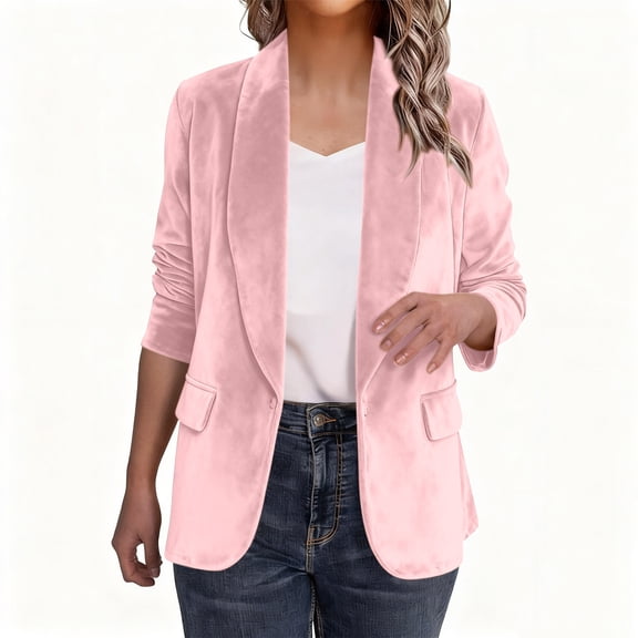 Maplenight Women's Velvet Blazer Long Sleeve Shawl Collar Blazer Suits Office Work Blazer Jacket Open Front Cardigan
