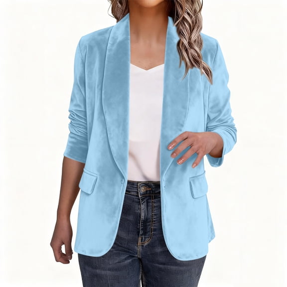 Maplenight Women's Velvet Blazer Long Sleeve Shawl Collar Blazer Suits Office Work Blazer Jacket Open Front Cardigan