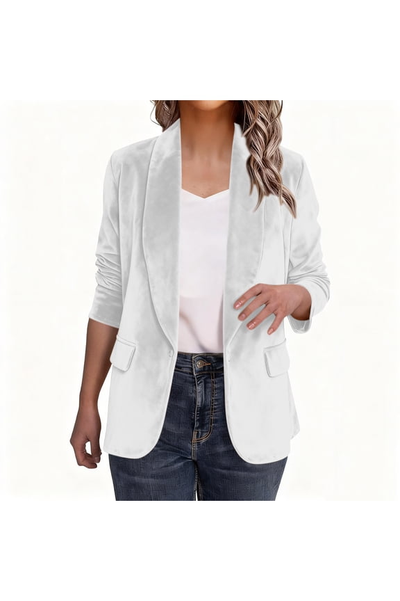 Women's Velvet Blazer Long Sleeve Shawl Collar Blazer Suits Office Work Blazer Jacket Open Front Cardigan