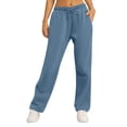 thumbnail image 1 of Maplenight Women's Wide Leg Sweatpants Drawstring Elastic Waist Sweat Pants Solid Color Casual Track Pants with Pockets, 1 of 7
