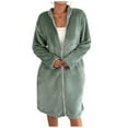 thumbnail image 1 of Maplenight Women's Zipper Robe Fleece Long Sleeve Bathrobe Sleepwear Warm Soft Housecoat Zip Up House Dresses with Pockets, 1 of 4
