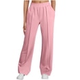 thumbnail image 1 of Maplenight Womens Baggy Sweatpants Drawstring Wide Leg Sweatpant with Pockets Elastic High Waisted Vacation Travel Lounge Pants, 1 of 7