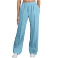 thumbnail image 1 of Maplenight Womens Baggy Sweatpants Drawstring Wide Leg Sweatpant with Pockets Elastic High Waisted Vacation Travel Lounge Pants, 1 of 7
