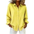 thumbnail image 1 of Maplenight Womens Button Down Shirts Striped Dress Shirt Long Sleeve Collared Office Work Blouses Fall Tops, 1 of 2