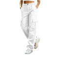 thumbnail image 1 of Maplenight Womens Cargo Pants Elastic Waist Button Hiking Pants Casual Travel Work Trousers with Multi Pockets, 1 of 8