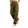 thumbnail image 1 of Maplenight Womens Cargo Pants Elastic Waist Button Hiking Pants Casual Travel Work Trousers with Multi Pockets, 1 of 8