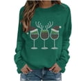 thumbnail image 1 of Maplenight Womens Christmas Sweatshirt Funny Red Wine Glass Christmas Shirt Xmas Santa Hat Graphic Pullover Tops, 1 of 4