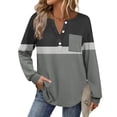 thumbnail image 1 of Maplenight Womens Collared Golf Shirts Long Sleeve V-Neck Button Down Shirts Color Block Business Casual Tops with Pocket, 1 of 6