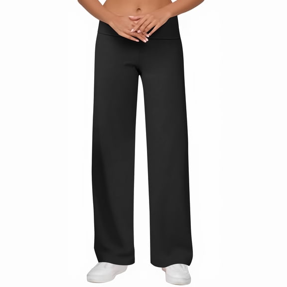 Maplenight Womens Cotton Yoga Pants Wide LegCasual Workout Pants Lounge Elastic Waist Comfy Loose Trousers