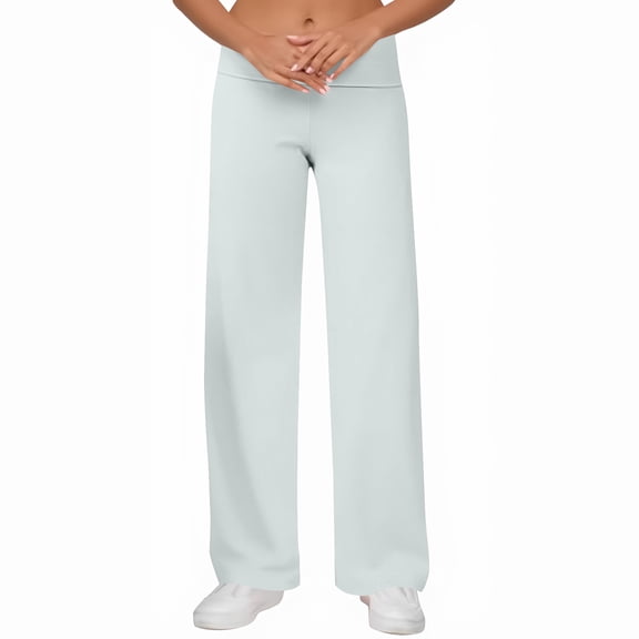 Maplenight Womens Cotton Yoga Pants Wide LegCasual Workout Pants Lounge Elastic Waist Comfy Loose Trousers