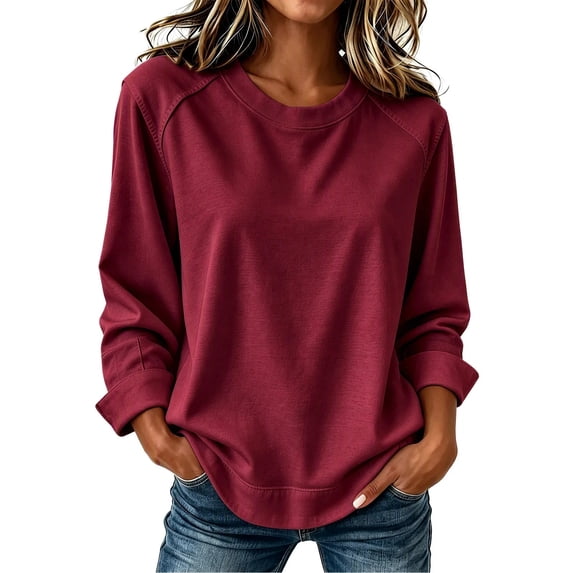 Maplenight Womens Crew Neck Sweatshirt Raglan Long Sleeve Casaul Loose Fit Fall Sweatshirts