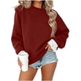 thumbnail image 1 of Maplenight Womens Crew Neck Sweatshirt Ruffle Cuff Long Sleeve Tops Regular Fit Casual Pullover Sweatshirts, 1 of 5