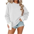thumbnail image 1 of Maplenight Womens Crew Neck Sweatshirt Ruffle Cuff Long Sleeve Tops Regular Fit Casual Pullover Sweatshirts, 1 of 5