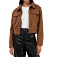 thumbnail image 1 of Maplenight Womens Faux Suede Jacket Zip Up Cropped Jackets Collared Casual Work Office Jacket with Pockets, 1 of 8
