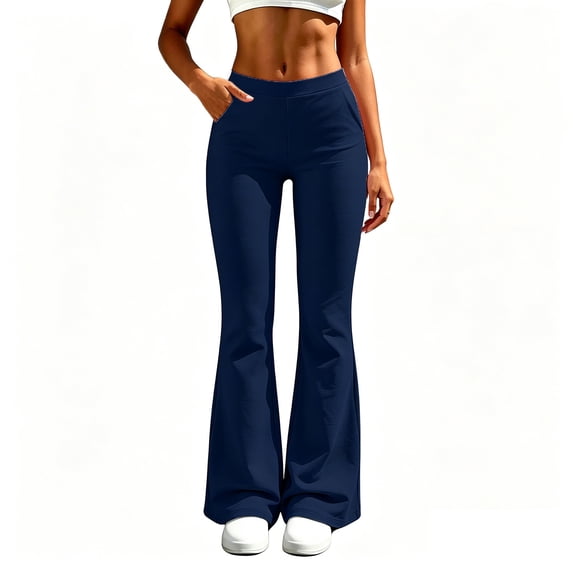 Maplenight Womens Flare Yoga Pants High Waisted Stretchy Soft Bootcut Pants with Pockets Athletic Workout Jogging Gym Active Pants