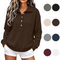 thumbnail image 1 of Maplenight Womens Henley Sweatshirts Waffle Knit Button Up Pullover Sweatshirt Side Slit Long Sleeve Casual Fall Tops, 1 of 7