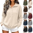 thumbnail image 1 of Maplenight Womens Henley Sweatshirts Waffle Knit Button Up Pullover Sweatshirt Side Slit Long Sleeve Casual Fall Tops, 1 of 1