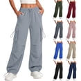 thumbnail image 1 of Maplenight Womens Hiking Pants Lightweight Quick Dry Cargo Pants Elastic Waist Wide Leg Pants Outdoor Travel Casual Trousers with Multi Pockets, 1 of 9