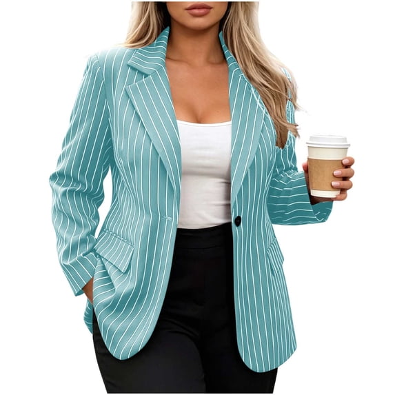 Maplenight Womens Long Sleeve Blazer Notched Lapel Single-Breasted Blazer Relaxed Fit Business Office Jacket with Pockets