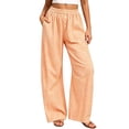 thumbnail image 1 of Maplenight Womens Plaid Pants with Pockets Elastic Waist Wide Leg Lounge Pants Summer Beach Vacation Trousers, 1 of 5