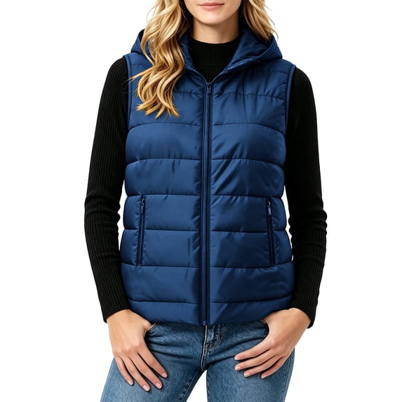 Maplenight Womens Puffer Vest Quilted Zip Up Hooded Sleeveless Outerwear with Pockets Warm Fall Winter Casual Outdoor Travel Vests