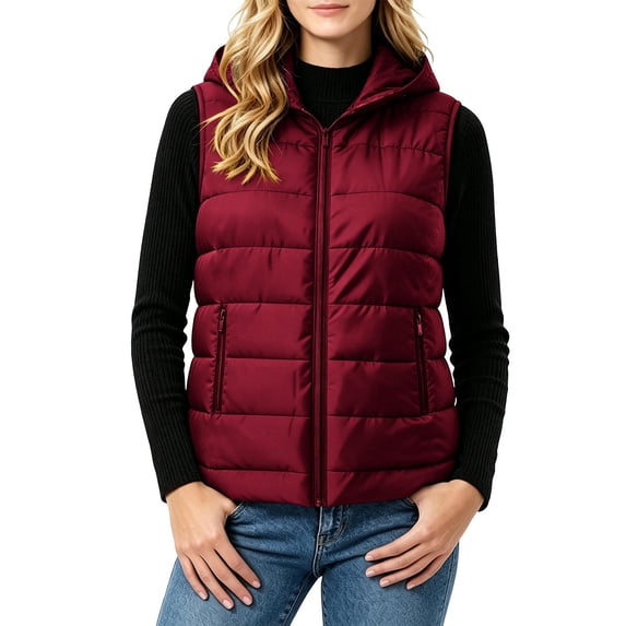 Maplenight Womens Puffer Vest Quilted Zip Up Hooded Sleeveless Outerwear with Pockets Warm Fall Winter Casual Outdoor Travel Vests