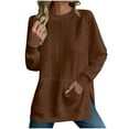 thumbnail image 1 of Maplenight Womens Pullover Sweatshirt Crew Neck Long Sleeve Side Slit Tunic Sweatshirts Solid Loose textured Tops with Pocket, 1 of 5