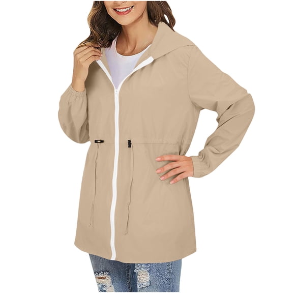 Maplenight Womens Raincoats Waterproof Rain Jackets Windbreaker Full Zip Lightweight Outdoor Hiking Camp Hooded Jacket with Pockets
