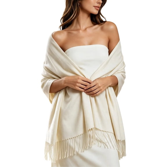 Maplenight Womens Shawl Wraps for Evening Dresses Solid Pashmina Fringe Large Scarf for Wedding Travel Dressy Wraps