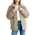 thumbnail image 1 of Maplenight Womens Sherpa Jacket Oversized Button Down Fuzzy Fleece Jackets Long Sleeve Laple Teddy Coat Thermal Winter Outerwear with Pockets, 1 of 6