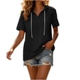 thumbnail image 1 of Maplenight Womens Short Sleeve Hoodies Fall Pullover Tops with Pockets Drawstring Casual Hooded Sweatshirt, 1 of 6