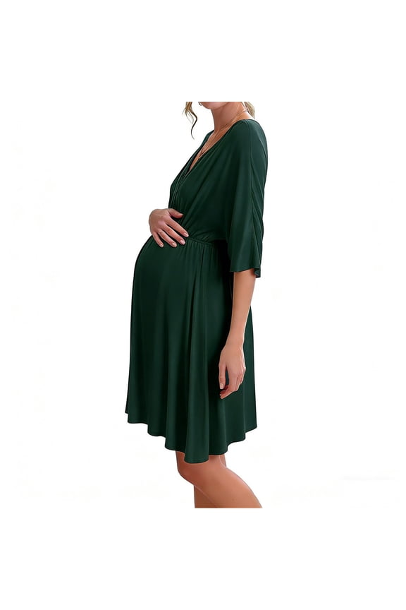 Womens Short Sleeve Maternity Dresses Delivery Nursing Nightdress Sleepwear for Breastfeeding Pregnancy Clothes