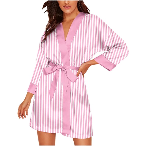 Maplenight Womens Silk Robe Short Satin Kimono Robe Long Sleeve Bathrobe Bridesmaid Wedding Party Dressing Gown