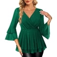 thumbnail image 1 of Maplenight Womens Sparkly Tops Dressy Ruffle 3/4 Sleeve Blouses Mesh Flowy Tunic Tops Elegant Party Evening Shirts, 1 of 7
