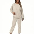 thumbnail image 1 of Maplenight Womens Sweat Sets 2 Piece Outfits Sweatsuit Long Sleeve Crew Neck Sweatshirt & Elastic Waist Pants Set Lounge Wear Tracksuit Set, 1 of 5