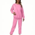thumbnail image 1 of Maplenight Womens Sweat Sets 2 Piece Outfits Sweatsuit Long Sleeve Crew Neck Sweatshirt & Elastic Waist Pants Set Lounge Wear Tracksuit Set, 1 of 5