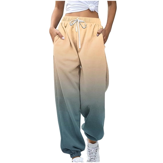 Maplenight Womens Sweatpants Drawstring Elastic Waist Joggers Pants Gradient Color Loose Casual Trendy Pants for Fall Winter