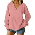 thumbnail image 1 of Maplenight Womens Sweatshirt Casual V-Neck Pullover Sweatshirts Fall Winter Regular Fit Long Sleeve Shirts, 1 of 5