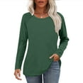 thumbnail image 1 of Maplenight Womens T Shirts Crew Neck Long Sleeve Shirts Solid Regular Fit Causal Tops, 1 of 7