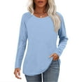 thumbnail image 1 of Maplenight Womens T Shirts Crew Neck Long Sleeve Shirts Solid Regular Fit Causal Tops, 1 of 7