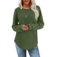 thumbnail image 1 of Maplenight Womens Tops Waffle Knit Long Sleeve Shirts Loose Fit Dressy Tunic Tops Fall Fashion Clothes, 1 of 6