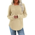 thumbnail image 1 of Maplenight Womens Tops Waffle Knit Long Sleeve Shirts Loose Fit Dressy Tunic Tops Fall Fashion Clothes, 1 of 6