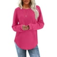 thumbnail image 1 of Maplenight Womens Tops Waffle Knit Long Sleeve Shirts Loose Fit Dressy Tunic Tops Fall Fashion Clothes, 1 of 6