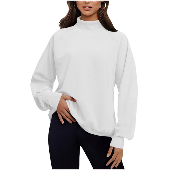 Maplenight Womens Turtleneck Sweatshirt Casual Pullover Sweatshirts Loose Fit Comfy Long Sleeve Fall Winter Outfits