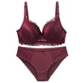 thumbnail image 1 of Maplenight Womens Underwire Bras Set Lace and Panties 2 Piece Comfort Breathable Full Coverage Push Up Bralettes For Sleep Lounge, 1 of 7