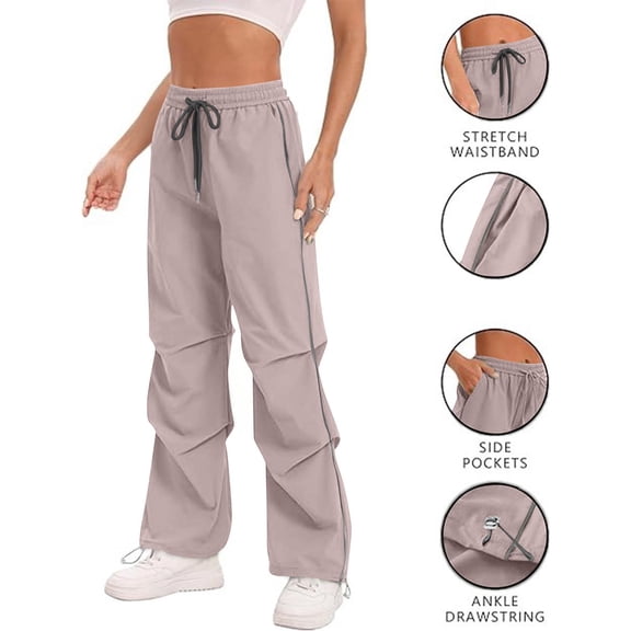 Maplenight Womens Wide Leg Pants Drawstring Elastic Waist Casual Athletic Pants Quick Dry Lounge Pants with Pockets